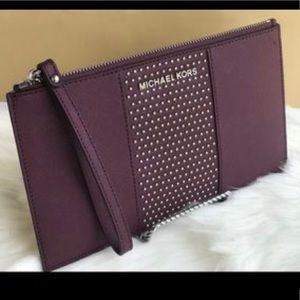 Michael Kors Saffiano Studded Clutch